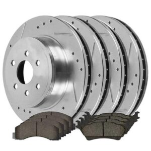 AutoShack Front and Brake Rotors Silver